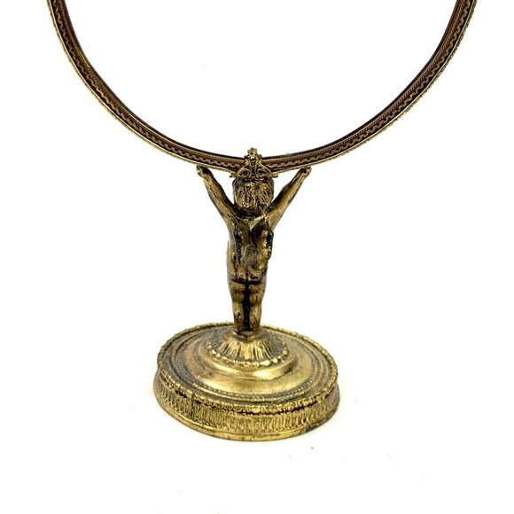 Vanity Mirror Double Faced Brass Cherub Design Victorian Style Antique Decor - Picture 5 of 7